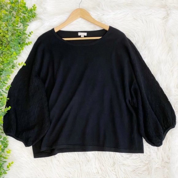 100% Merino Wool Garnet Hill Balloon SleeveSweater - Picture 1 of 6